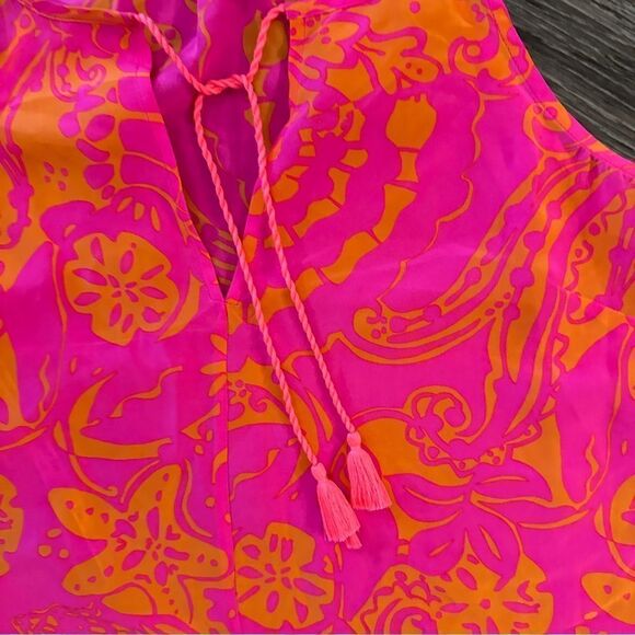 Lilly Pulitzer Finn Silk Halter Tank Top Seaesta Pink New - Picture 3 of 7
